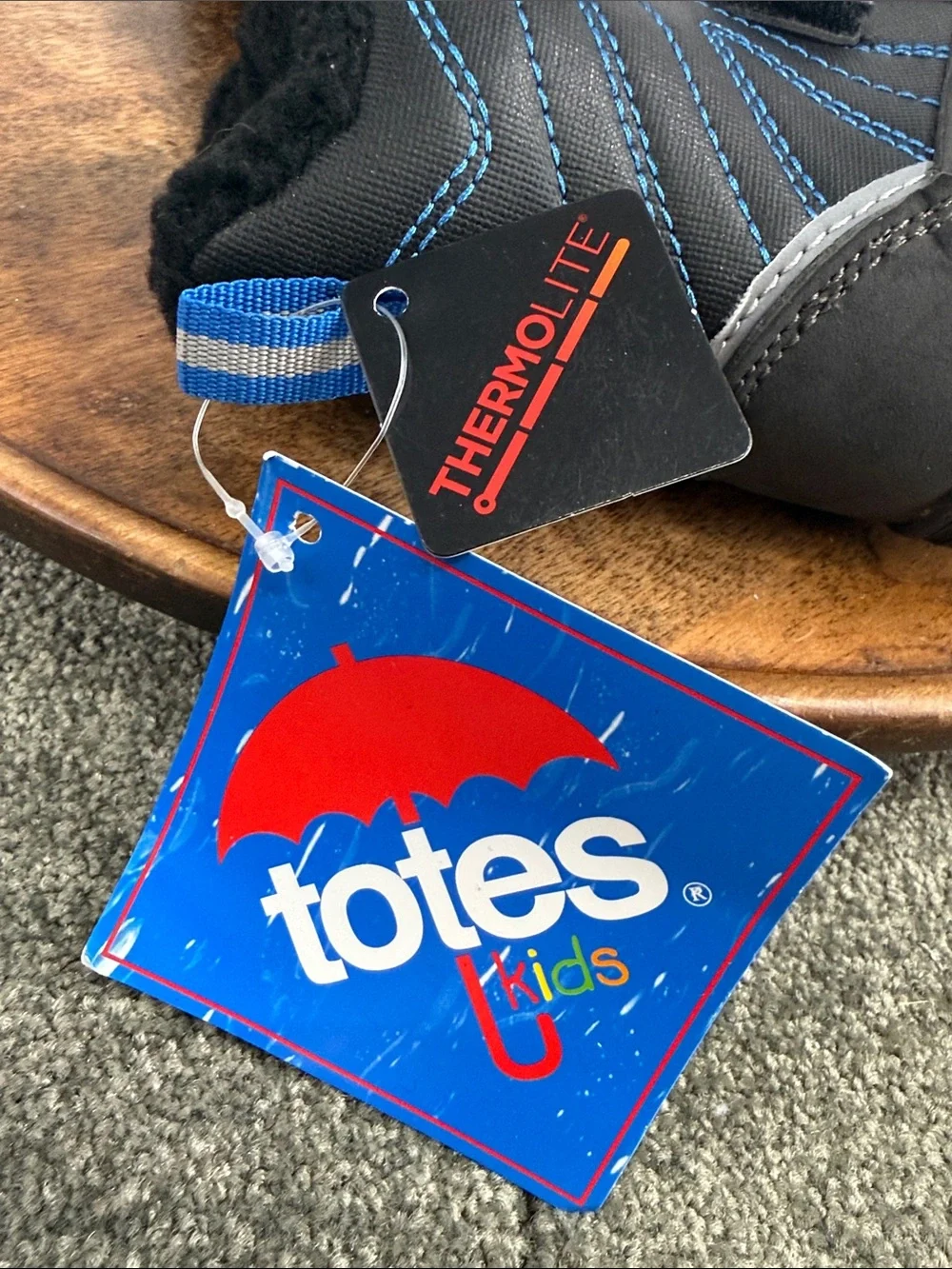 Totes Boots Kids Toddler 5 Black Blue Insulated Winter Snow Warm Play